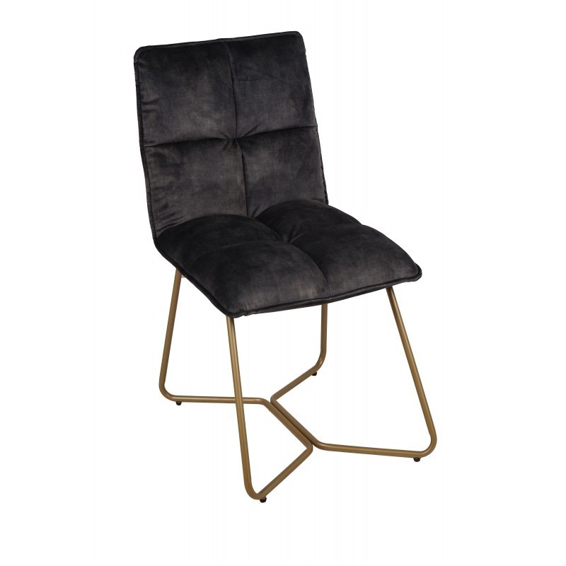ANTHRACITE VELVET DINING CHAIR COPPER LEG - CHAIRS, STOOLS
